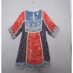 Sundance Dress Small Floral Patchwork Crochet Boho Kimono Sleeve Cottage Core